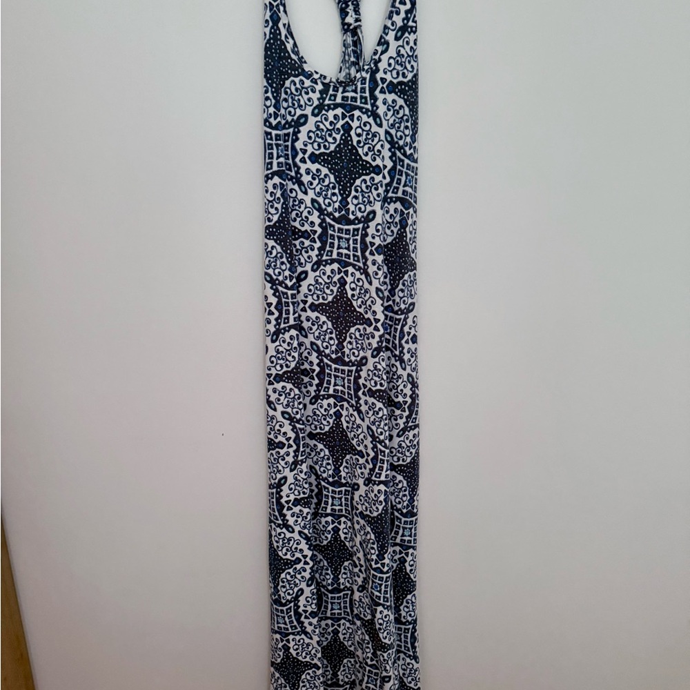 Lucky Lotus Navy and White Maxi Dress